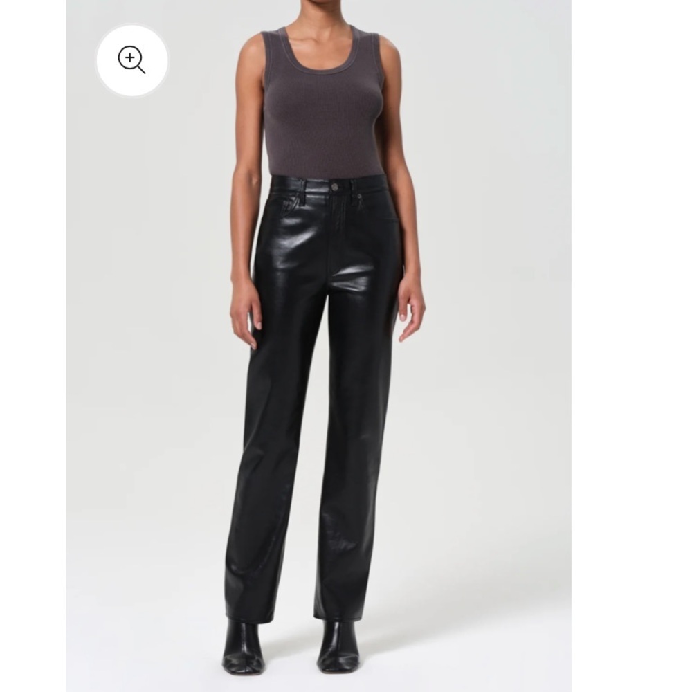 Agolde 90'S PINCH WAIST pants HIGH RISE STRAIGHT recycled leather Revolve 31